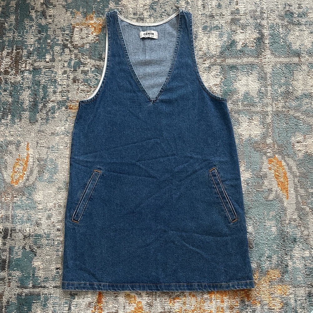 New Look Blue Denim V-Neck Dress